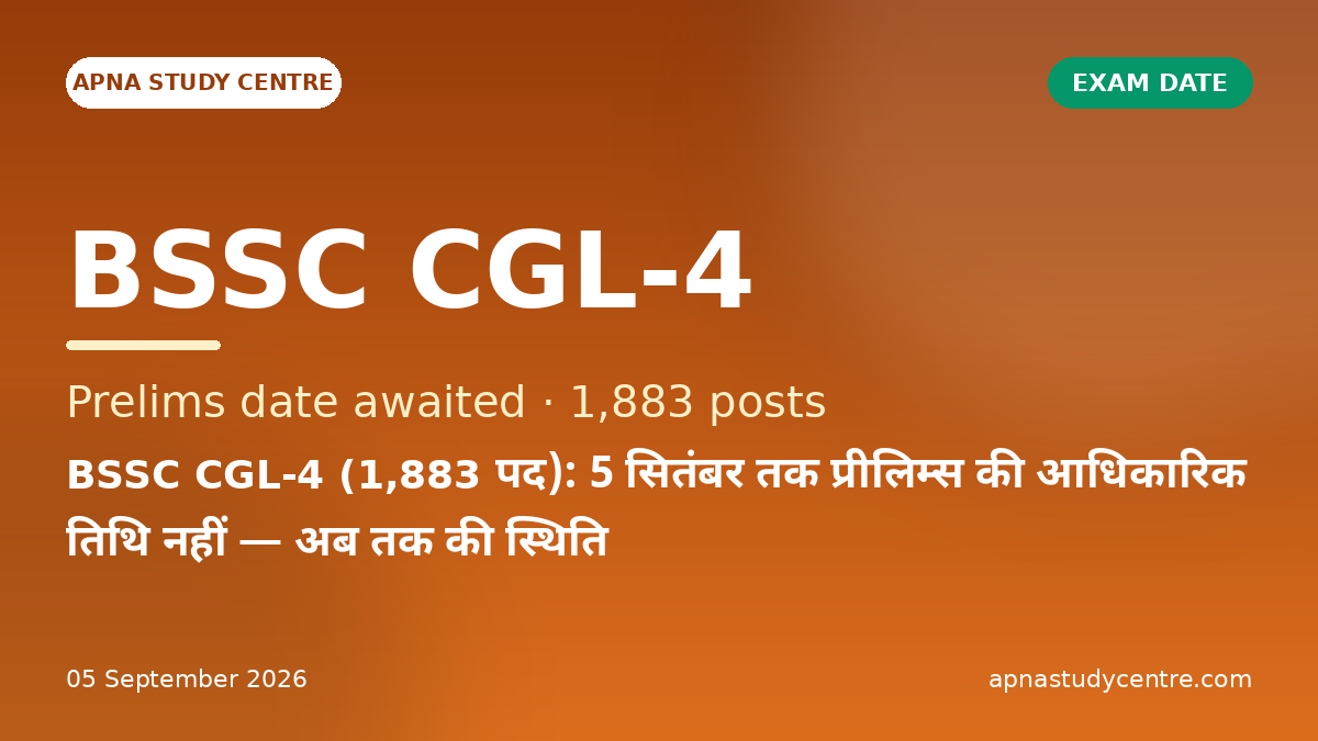 BSSC CGL-4 (1,883 Posts): No Official Prelims Date Yet as of 5 Sept — What We Know