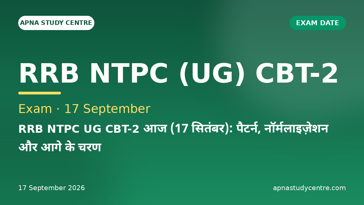 RRB NTPC UG CBT-2 Today (17 Sept): Pattern, Normalisation & Next Steps